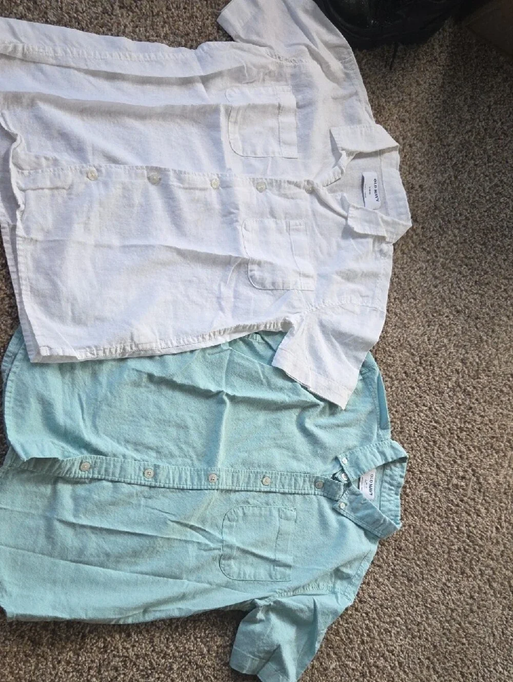 Old Navy Kids Button-Down Shirts - White and Aqua